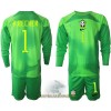 Officiële Voetbalshirt + Korte Broek Doelman Brazilië Alisson Becker 1 Uit WK 2022 Lange Mouw - Kids